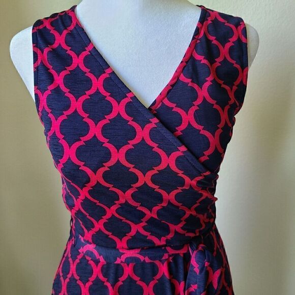 41 Hawthorn Wrap Dress XS Sleeveless Blue Red Belt Tie Patterned‎ Workwear - Picture 4 of 12